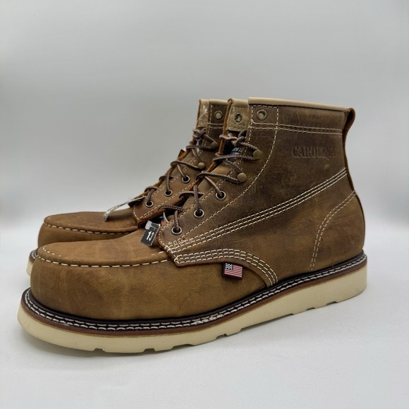 Carolina Amp USA Moc Work Boots Men\'s Size 13 D Brown Leather Steel Toe main image 4